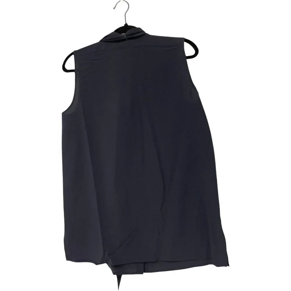 Tory Burch Womens Shirt Top sz 8 Navy Blue Sleeveless Bow Blouse 90001199 NWT
